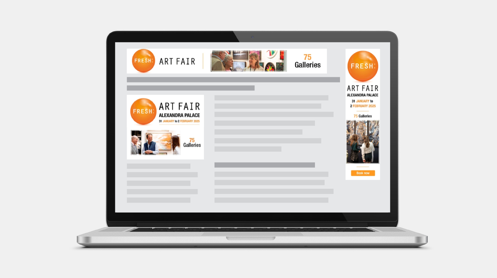 Computer banner mock up showing layout and positioning