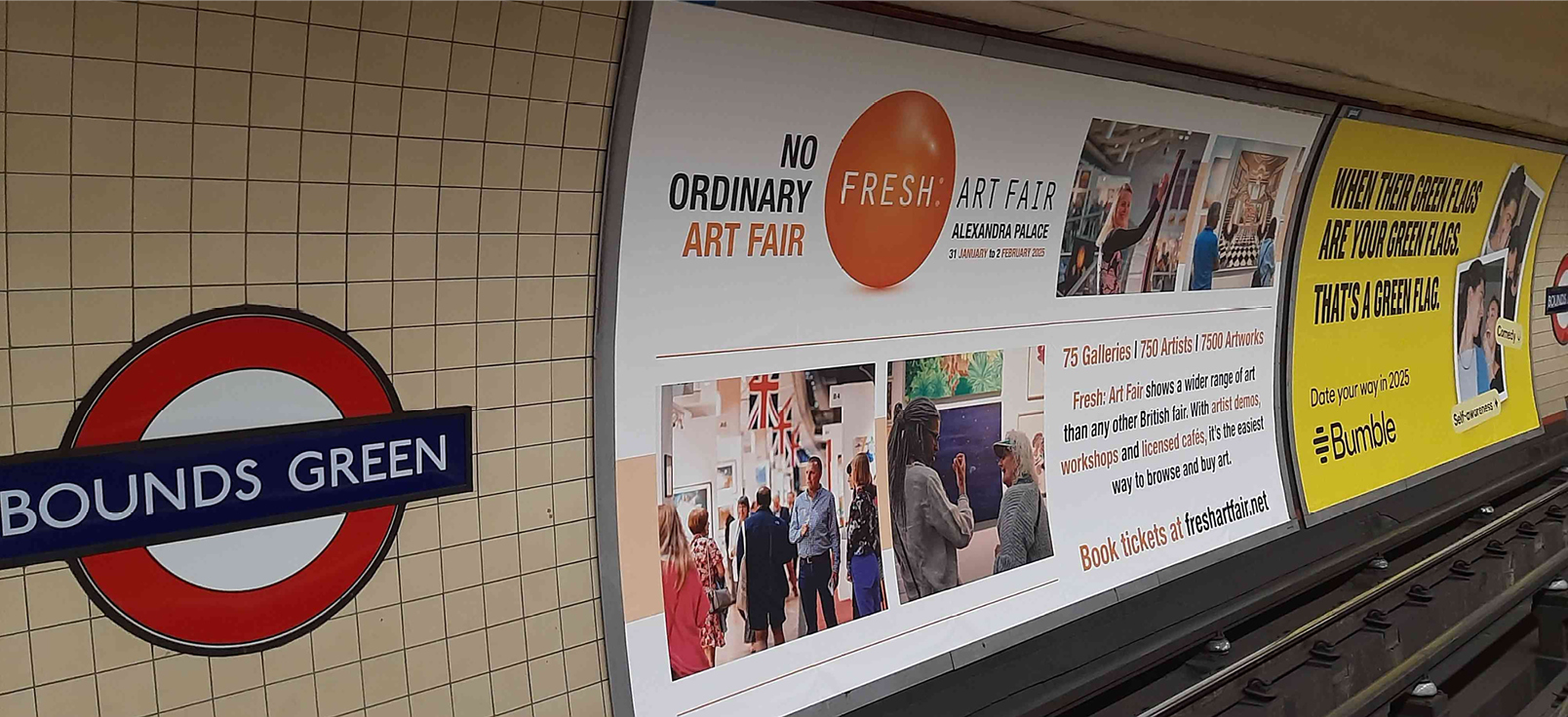 Fresh: Art Fair banner on London underground line