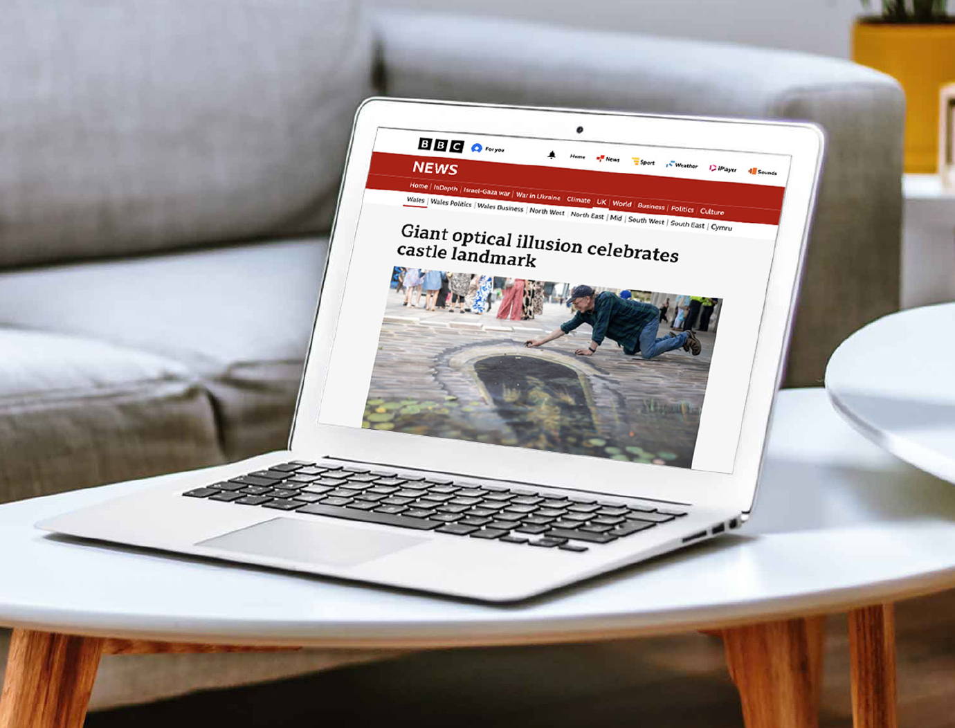 BBC news article on screen