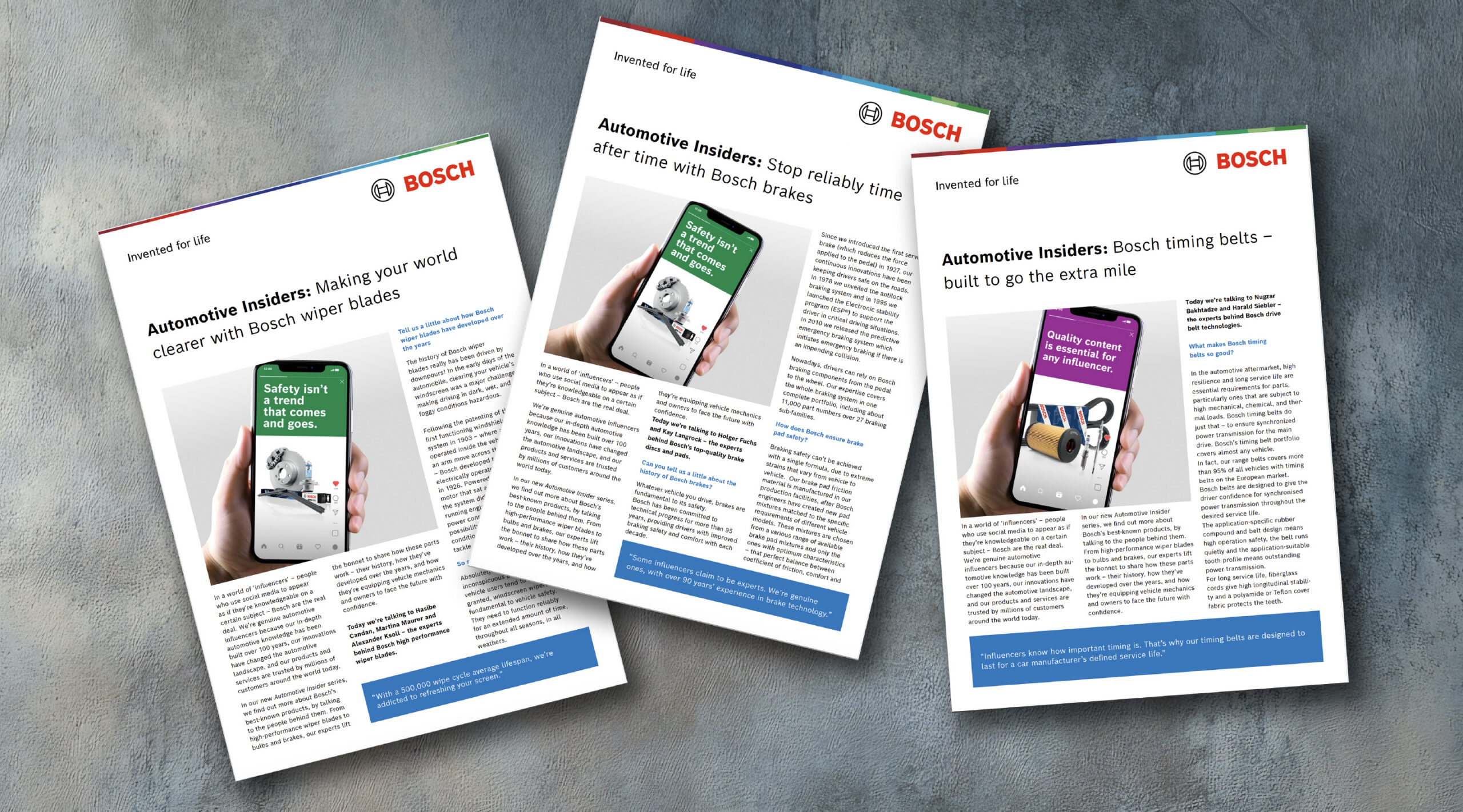 Bosch Leaflets written to evidence they're industry leaders