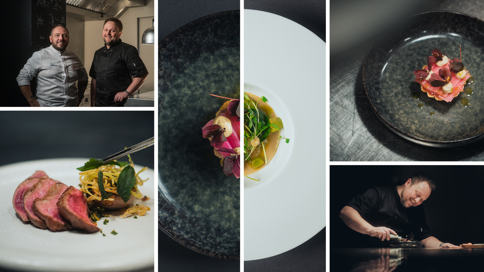 Collage of images showing the food James Sommerin and the TfW chef produced
