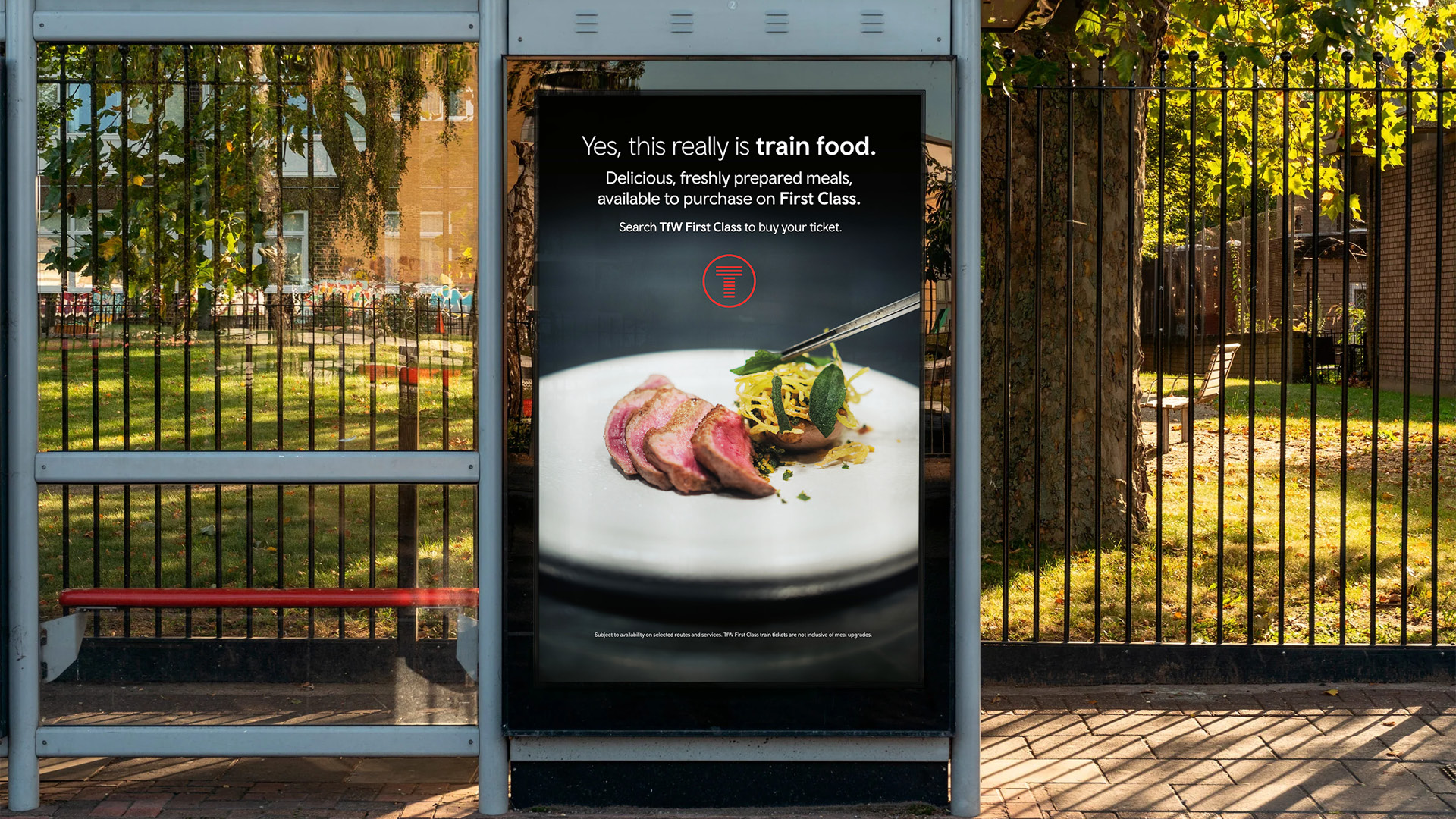 Image of the TfW and James Sommerin OOH display at a bus shelter