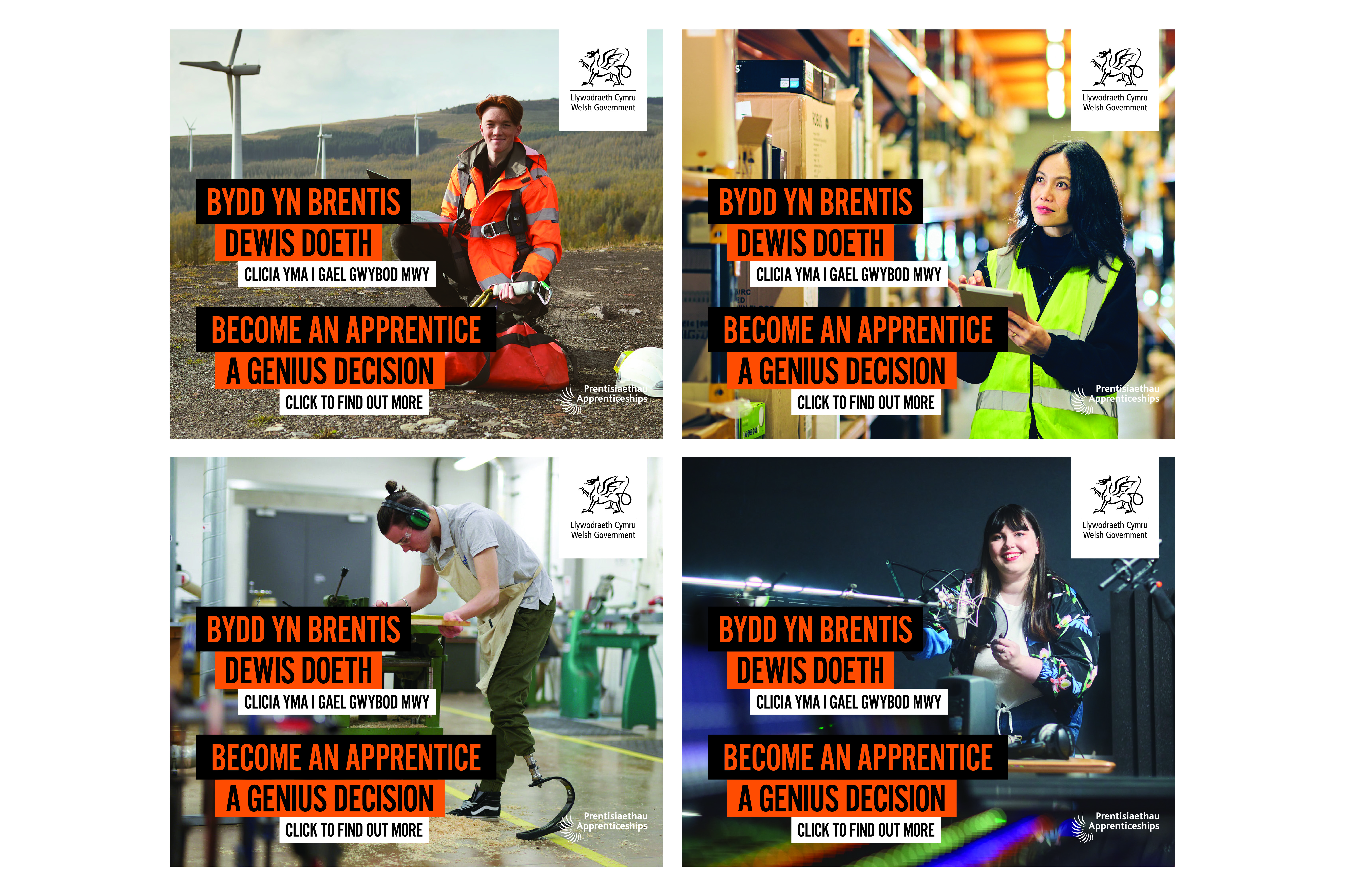 Collage of images representing Apprenticeships A Genius Decision reel