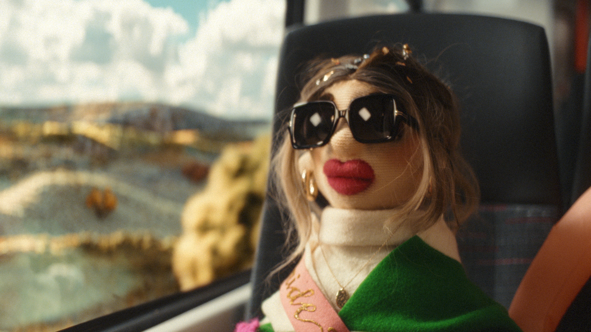 Puppet passenger featured in the Woven through Wales integrated advertising campaign promoting rail travel across Wales.