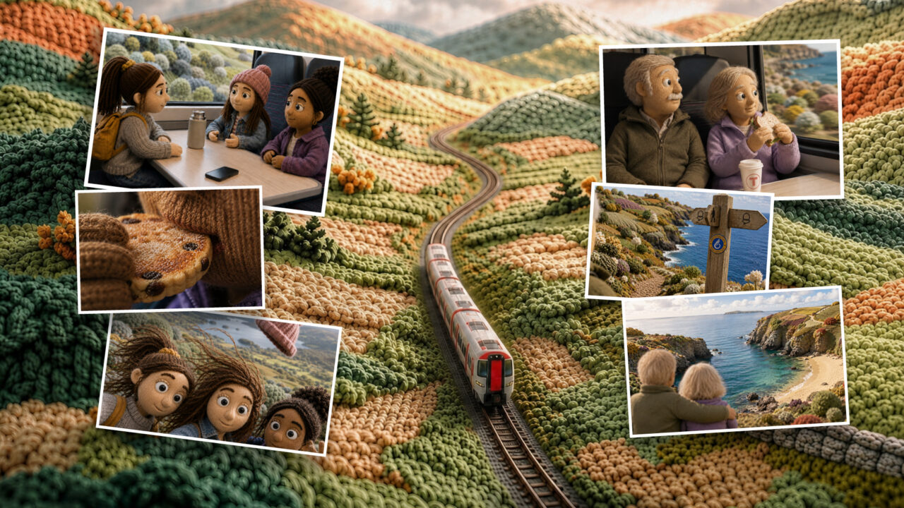 Woven through Wales campaign montage featuring rail journeys, days out and destinations across Wales.