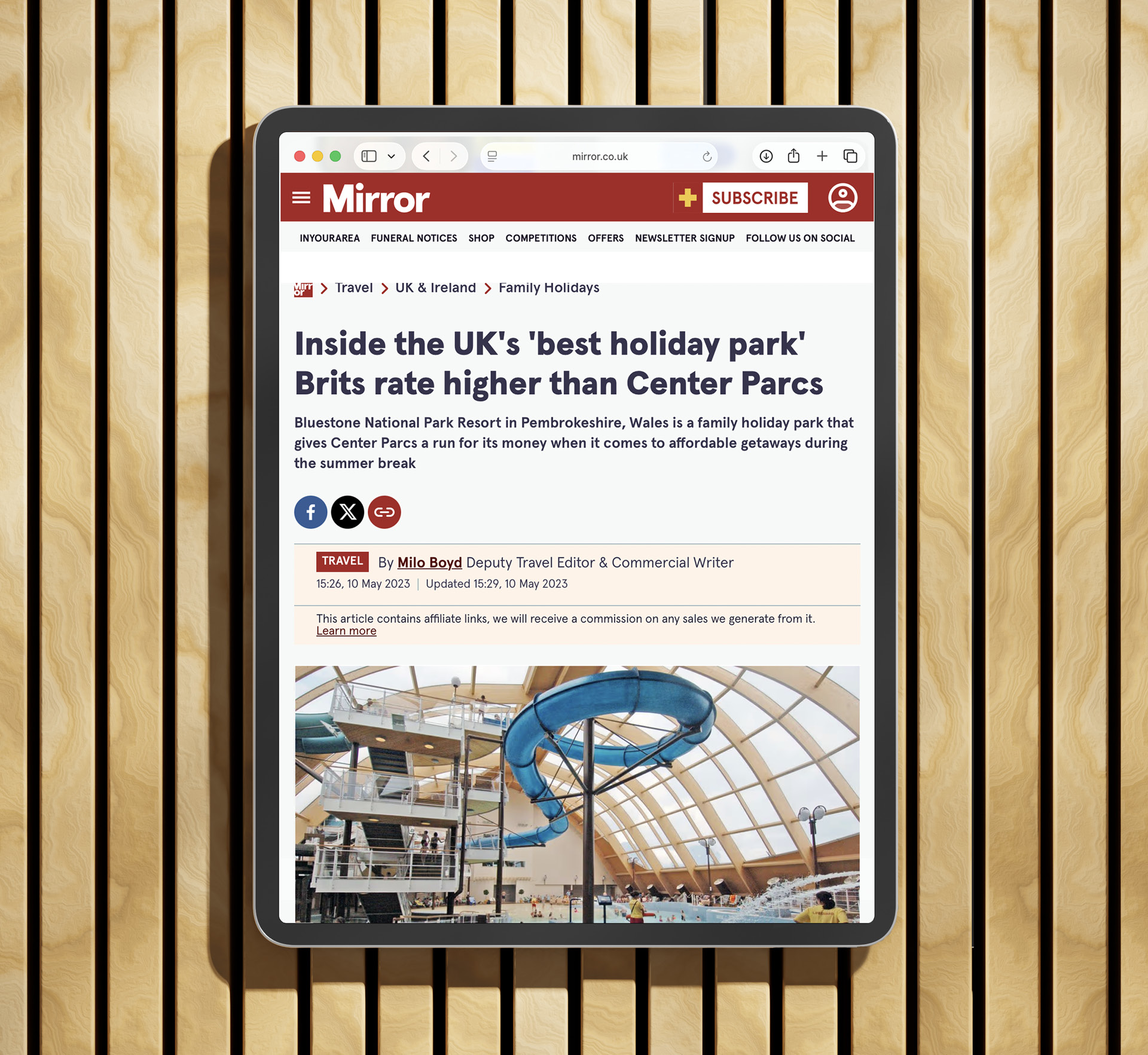 Mirror travel coverage secured through Bluestone’s staycation PR campaign